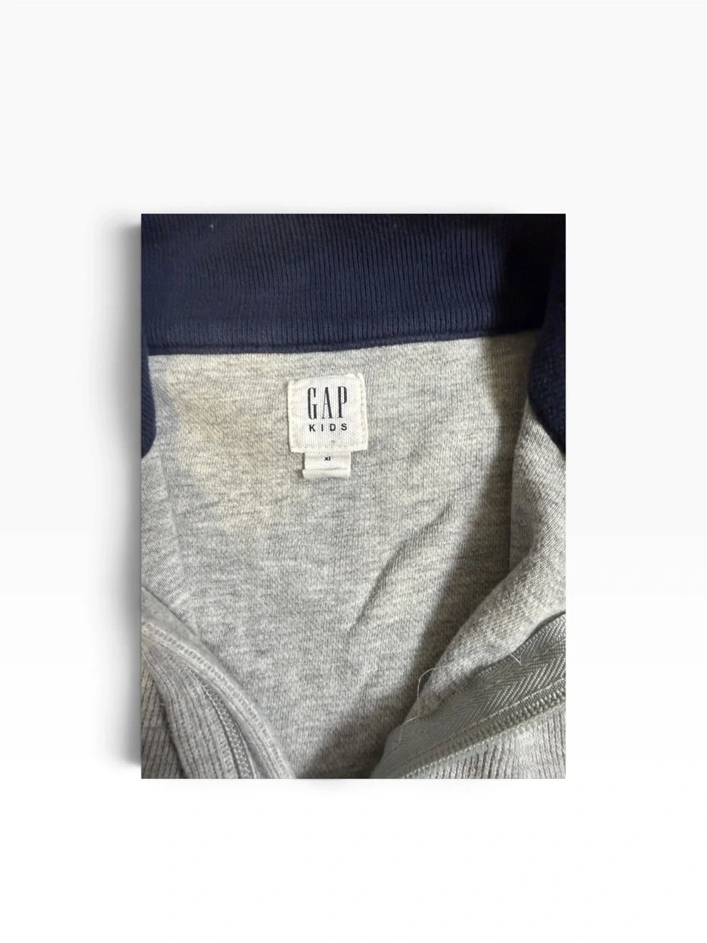 GAP Kids Boys XL 12-13 Gray Quarter Zip Pullover Red Navy Stripe Cotton